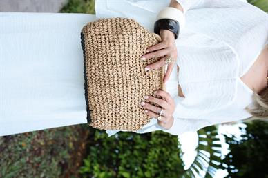Siyah Vizon Büyük Clutch Çanta
