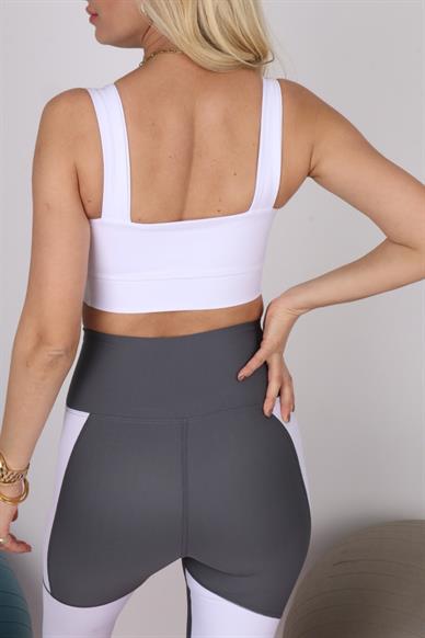 Square Neck Beyaz Spor Bra
