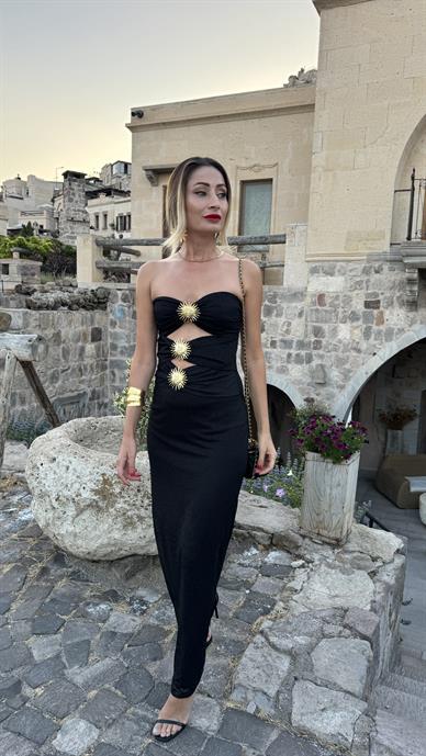 Straplez Metal Aksesuarlı Tasarım  Elbise