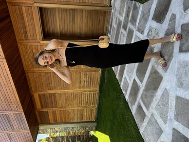 Straplez Simli Siyah Triko Elbise