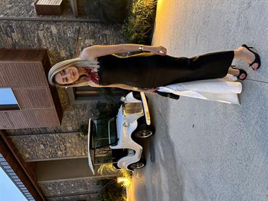 Straplez Siyah Varak Baskılı Triko Elbise