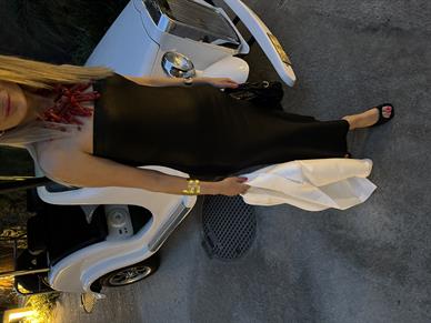 Straplez Siyah Varak Baskılı Triko Elbise