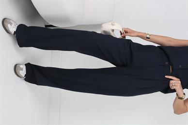 Süs Cepli Lacivert Yelek Palazzo Takım