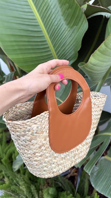 Taba Deri Detay İthal Hasır Çanta