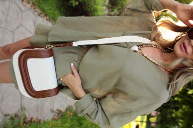 Taba Deri Detay Kanvas Çanta