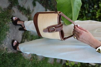 Taba Detay Hasır Kova Çanta