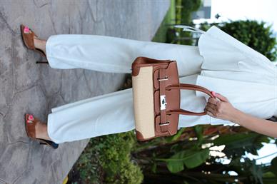 Taba Kilitli Hasır Büyük İthal Çanta