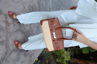 Taba Kilitli Hasır Büyük İthal Çanta