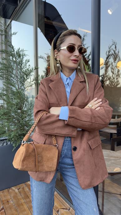 Taba Nubuk Blazer Ceket