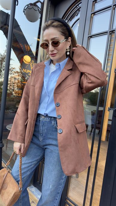 Taba Nubuk Blazer Ceket