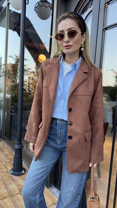 Taba Nubuk Blazer Ceket