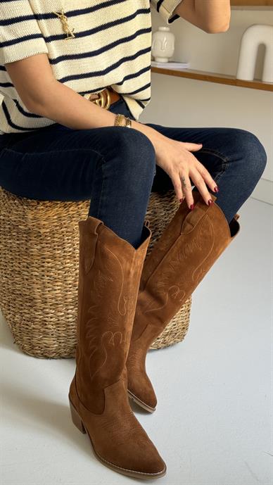 Taba Süet Kovboy Bot (38 cm)