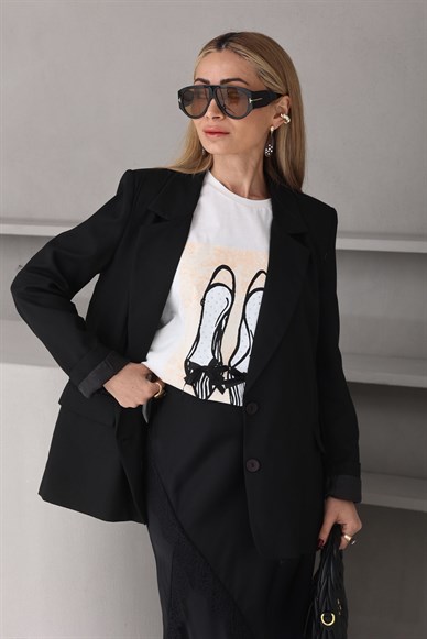 Taş Bakılı Kurdela Detay Tshirt