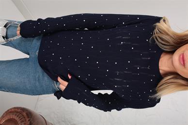 Taş Baskılı Lacivert Transparan Kazak