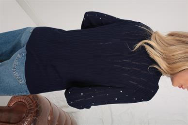 Taş Baskılı Lacivert Transparan Kazak