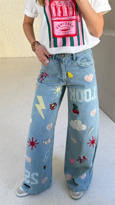 Taş İşli Nakışlı Palazzo Jean (4745)