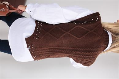 Taş İşli Yürütmeli Kahve Süveter