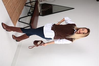 Taş İşli Yürütmeli Kahve Süveter