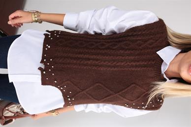 Taş İşli Yürütmeli Kahve Süveter