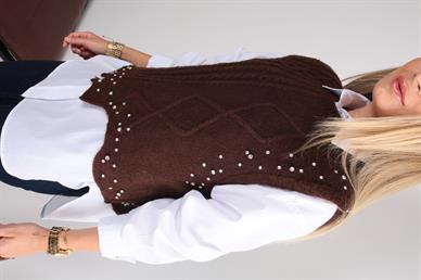 Taş İşli Yürütmeli Kahve Süveter