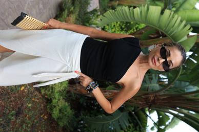 Tek Omuz Drapeli Siyah Penye Bluz