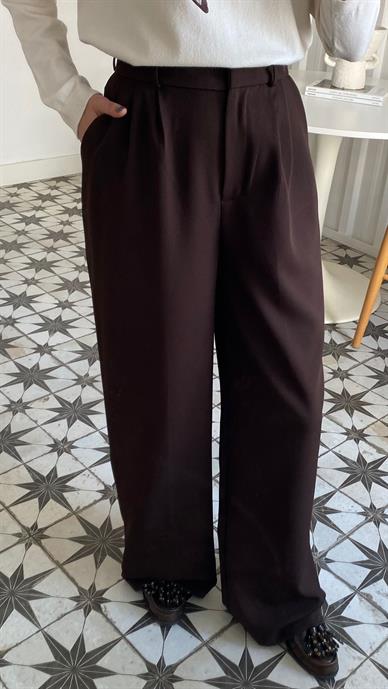 Tek Pile Kahve Palazzo Pantolon