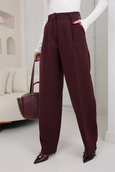 Tek Pile Mürdüm Palazzo Pantolon
