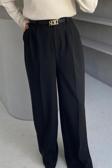 Tek Pile Siyah Palazzo Pantolon