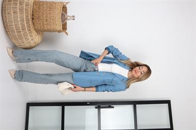 Tensel Kumaş Apoletli Mavi Blazer Ceket