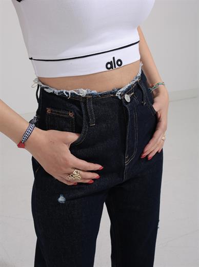 Tırnaklı Kemersiz Straight Leg Jean(1979)
