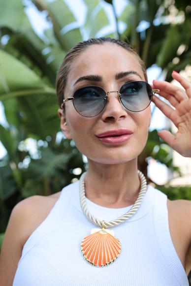 Turuncu Deniz Kabuklu Halat Zincir Kolye