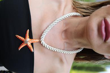 Turuncu Deniz Yıldızı Halat Zincir Kolye