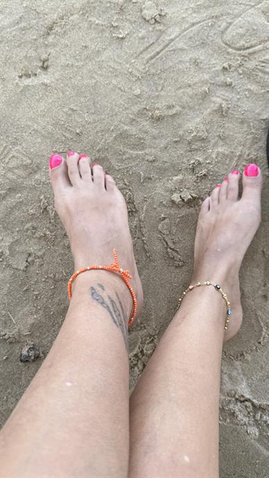 Turuncu Fiyonklu Boncuk Halhal