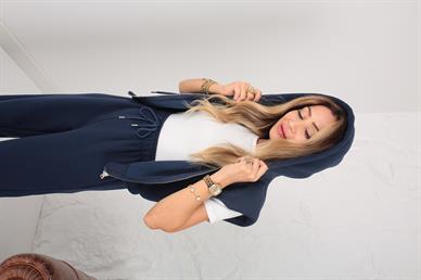 Vatkalı Kolsuz Lacivert Eşofman Takımı