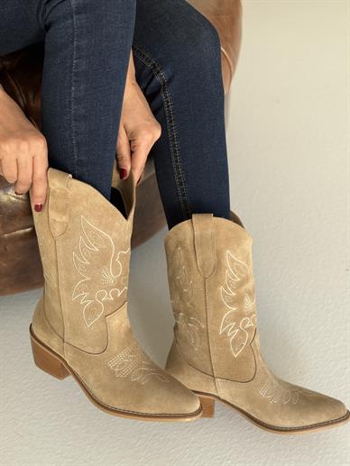 Vizon Süet Yarım Kovboy Bot (%100 Deri )