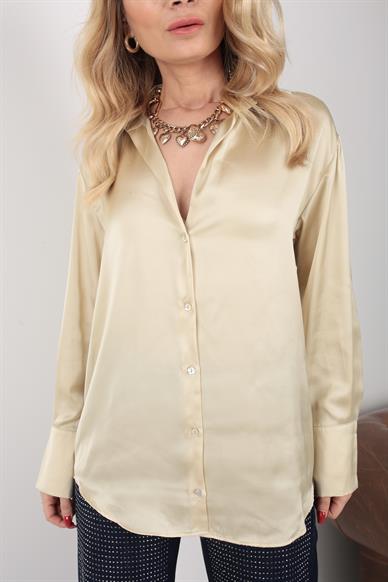 Vizon V Yaka Saten Gömlek