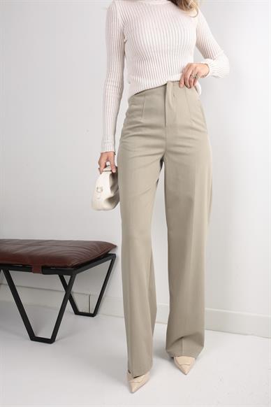 Yandan Cepli Yeşil Palazzo Pantolon