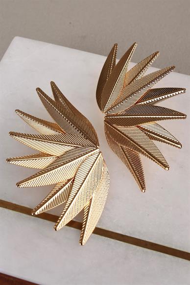 Yaprak Desen Gold Küpe