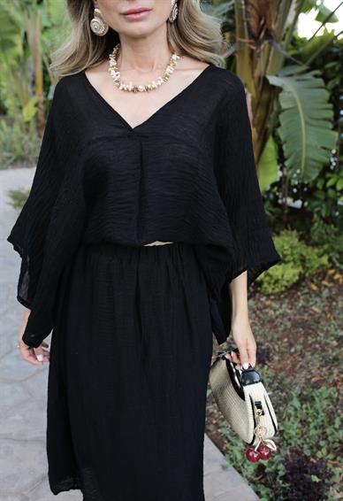 Yarasa Kol Siyah Etekli Takım