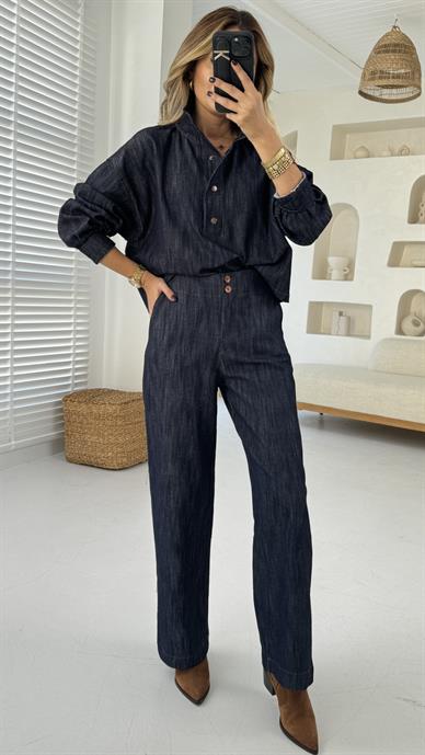 Yarım Lastik Full Likralı Denim Pantolon