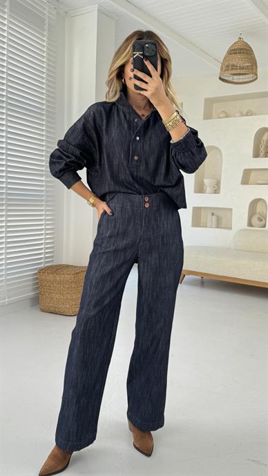 Yarım Lastik Full Likralı Denim Pantolon