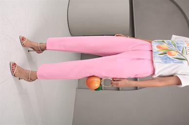 Yarım Lastik Pembe Havuz Kesim Pantolon