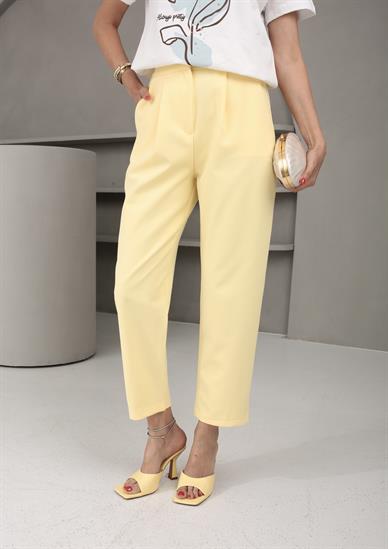 Yarım Lastik Sarı Havuz Kesim Pantolon