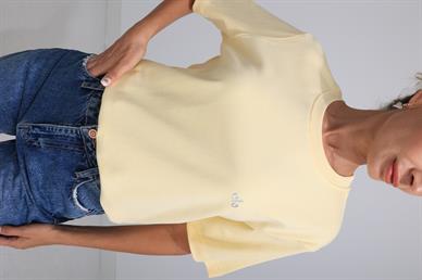 Yazı Baskılı Sarı Basic Tshirt