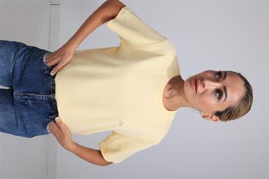 Yazı Baskılı Sarı Basic Tshirt