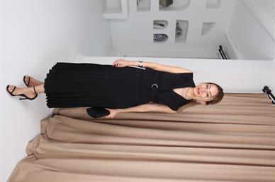 Yelekli Eteği Diliseli Siyah Elbise