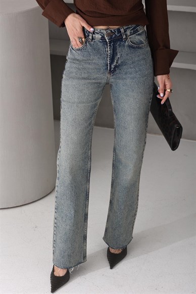 Yıkamalı  Full Likralı Boru Paça Jean(7114-62)