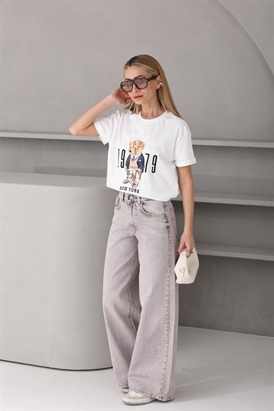 Yıkamalı Gri Palazzo Jean (3096)