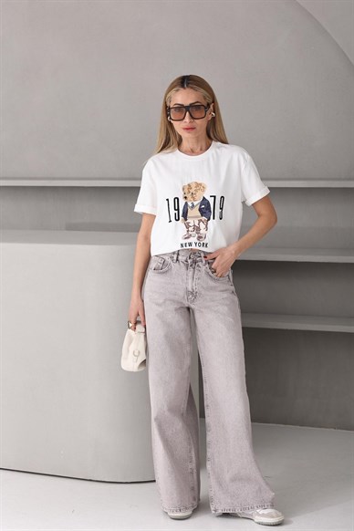 Yıkamalı Gri Palazzo Jean (3096)