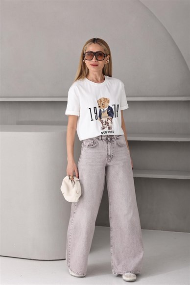 Yıkamalı Gri Palazzo Jean (3096)